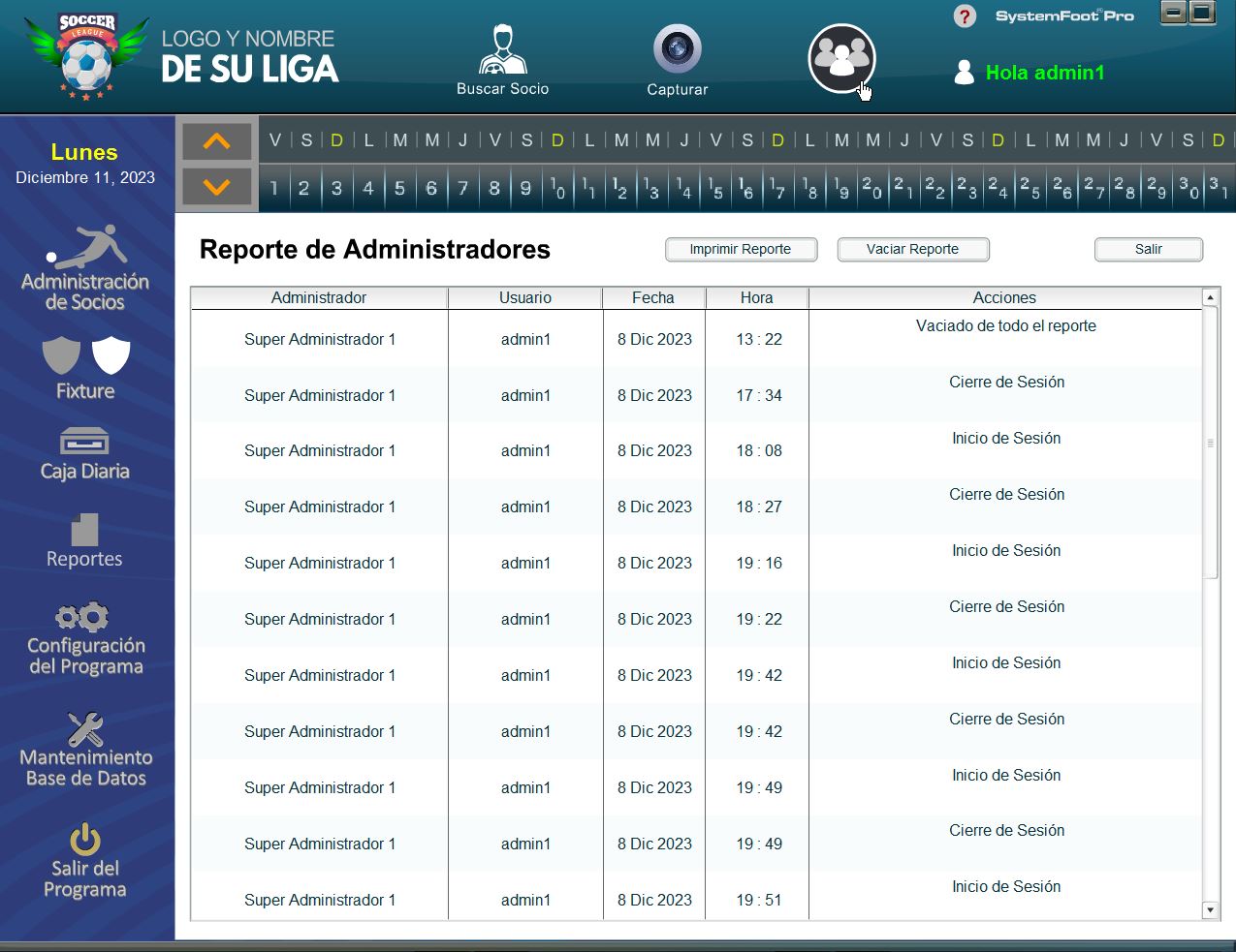 reporte de administradores