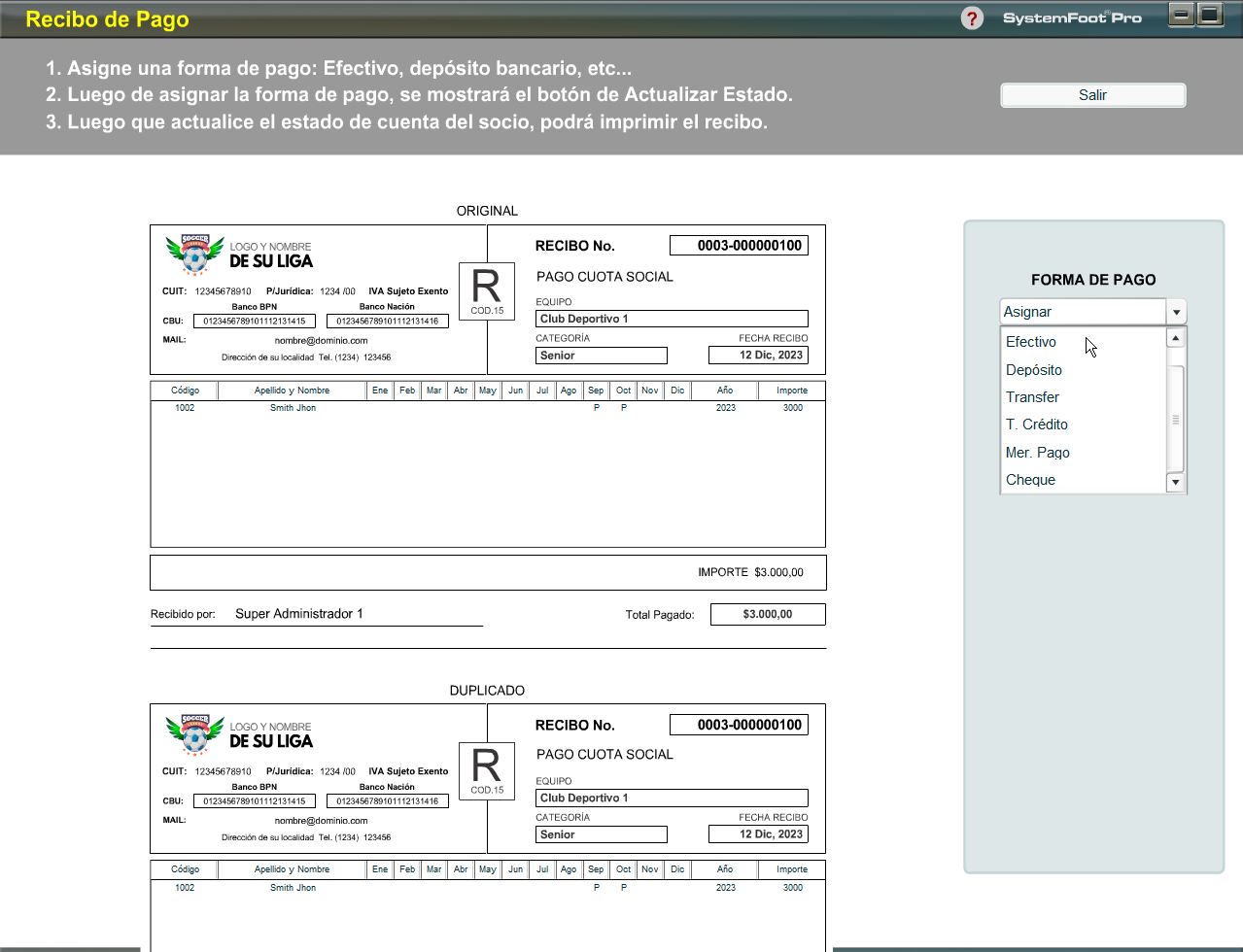 administracion de socios recibo